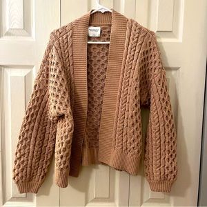 Abercrombie Cardigan Sweater Soft A&F Collection Neutral Brown Tan